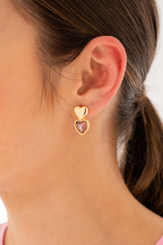 Aretes dúo corazón cristal
