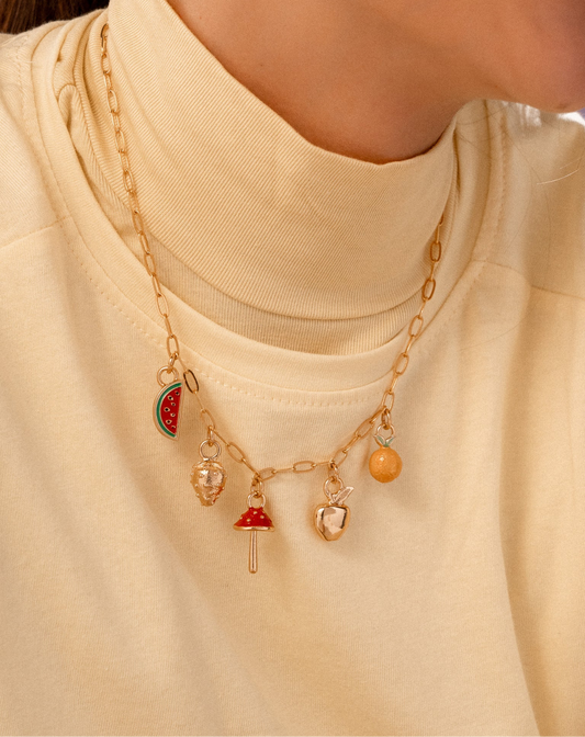 Collar multicharms de hongo + Aretes