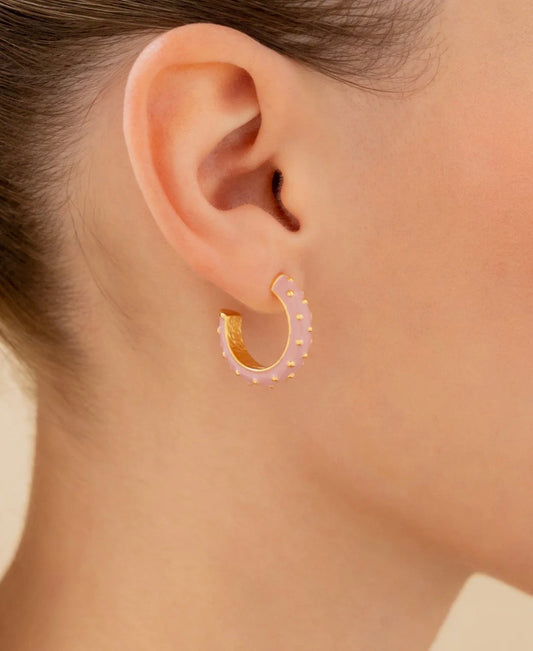 Candongas punto rosa.