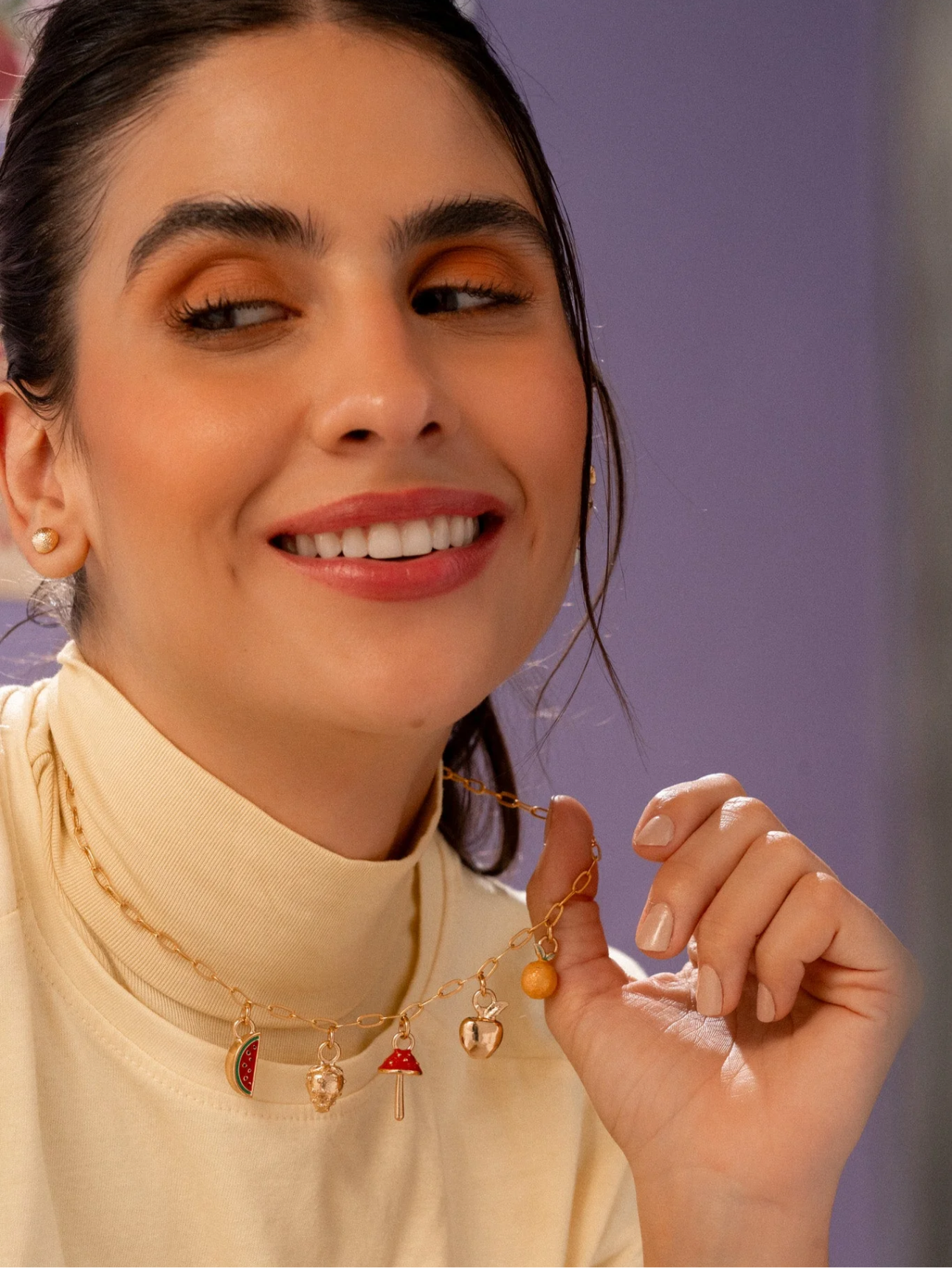 Collar multicharms de hongo + Aretes