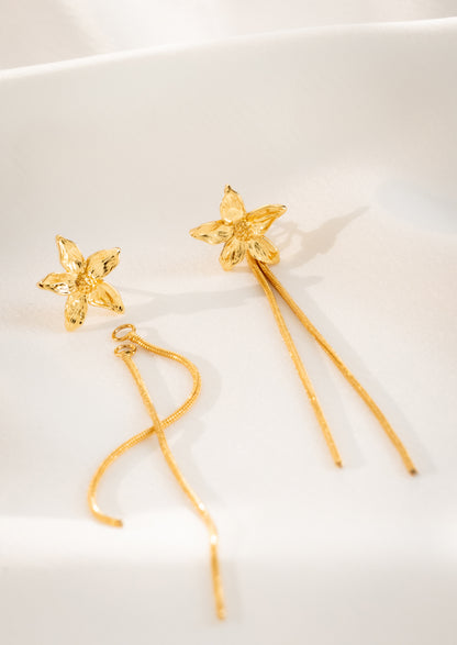 Aretes 2 en 1 flor.