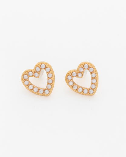 Aretes corazón multiperlas