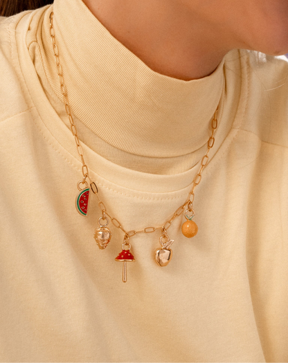 Collar multicharms de hongo + Aretes