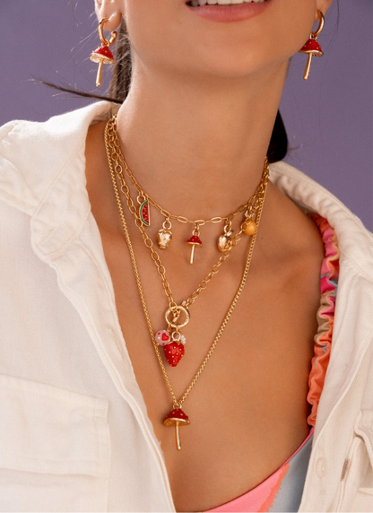 Collar multicharms de hongo + Aretes