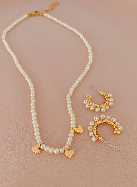 Set choker aperlado + candongas
