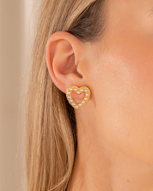 Aretes corazón multiperlas